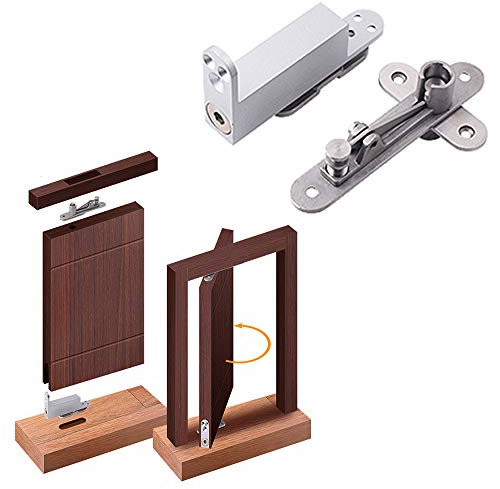 Tür Pivot Scharniere, 360 Grad versteckte Tür Pivot Scharniere, Zugstufe automatisch Edelstahl Drehgelenke Set für Rotation Holz unsichtbare Tür