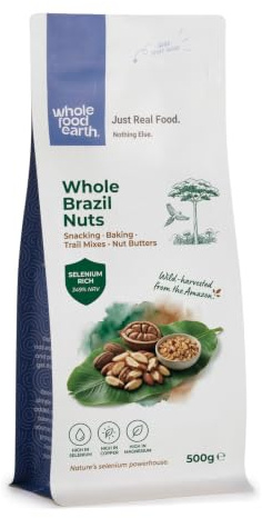 Wholefood Earth Whole Brazil Nuts 500 g | GMO Free | Natural | Source of Fibre