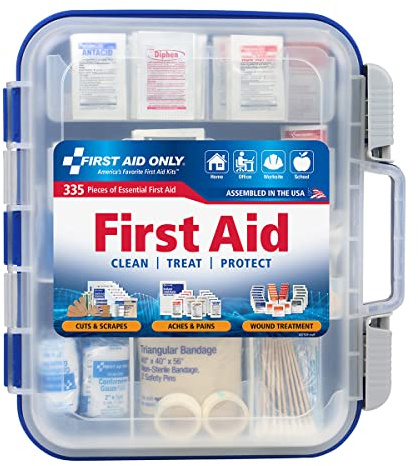 First Aid Only 91247 OSHA-Compliant First Aid Kit, All-Purpose 100-Person Emergency First Aid Kit for Business, Worksite, Home, and Car, 335 Pieces, Multicolored