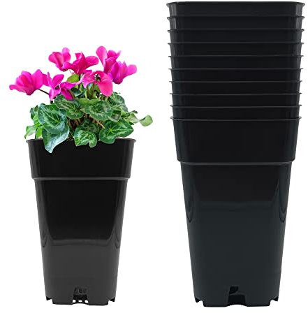 Murgiplast Macetas de Plástico Cuadradas para Cultivo de Interior, Maceteros de Plantación de Semillas para Grow, Contenedores de Exterior para Plantas y Flores, 2,5 litros, 13x13x21 cm, 10 Unidades