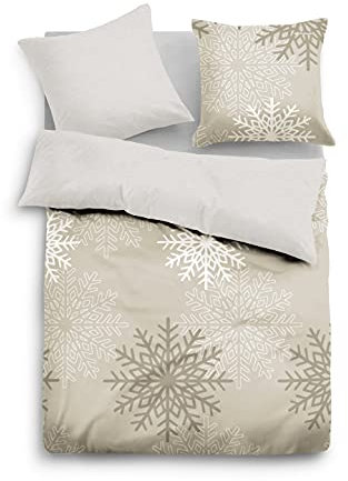 TOM TAILOR 0847643 Bettwäsche Garnitur mit Kopfkissenbezug Melange-Flanell 1x 135x200 cm + 1x 80x80 cm, sand