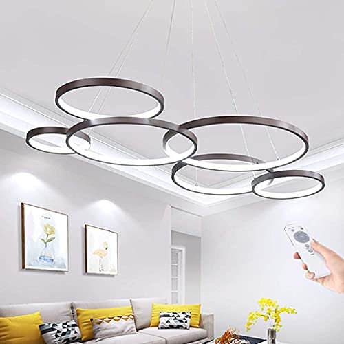 LED Pendelleuchte Moderne Pendellampe Dimmbar Mit Fernbedienung Hängeleuchte Esstisch Kronleuchter Höhenverstellbar Hängelampe Wohnzimmerlampe Esszimmer Büro Schlafzimmer Deckenleuchte