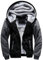 AOTORR Men's Hoodies Full Zip Fleece Jacket Coat Winter Warm Oversized Zip Up Hooded Top with Pockets Black Gray 2XL