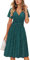 OUGES Women's Summer Short Sleeve V-Neck Floral Casual Ladies Dress with Pockets(Green Polka Dot,L)