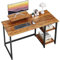 GreenForest Kleiner Bürotisch mit Stauraum, 100cm PC Schreibtisch Klein mit Monitorständer für Home Office, Walnuss