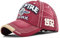 YULOONG Vintage Baseball Cap Stickerei Spitfire Washed Denim Trucker Cap 100% Baumwolle Sonnenhut für Männer Frauen Verstellbare Größe Rot