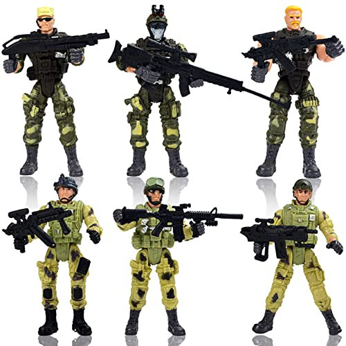 6 Stück Soldaten Figuren Set, Soldat Figur Spielzeug bewegliche Militärsoldat Polizei Modelle mit Gelenk und Waffen Eltern Kind Interaktion Action Figuren Spielzeug für Kinder Rollenspiele Geschenk