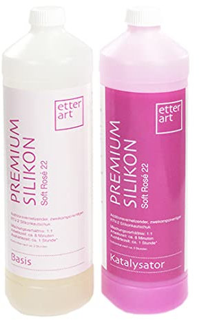 Etter Art Premium Silikonkautschuk Shore 22 I Selbstentlüftendes Silikon zum gießen für langlebige Formen I Hochwertiges 2 Komponenten Abformsilikon für kreative Kunstformen I Set 10kg I Soft Rosé