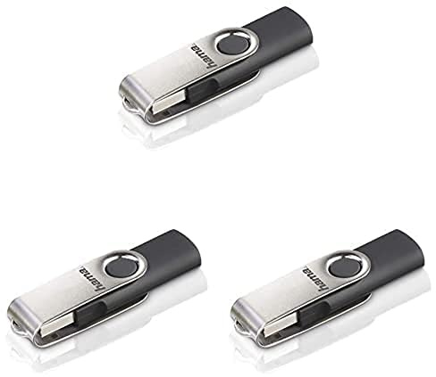 Hama 128 GB USB-Stick USB 2.0 Datenstick (15 MB/s Datentransfer, mit Öse zur Befestigung am Schlüsselring, Speicherstick, Memory Stick aus Metall, geeignet für Windows/MacBook) Silber, 3er Pack