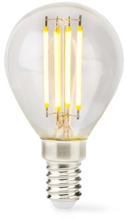 Nedis LED-Filament-Lampe E14 | G45 | 4.5 W | 470 lm | 2700 K | Dimmbar | Warmweiss | 1 Stück | Klar