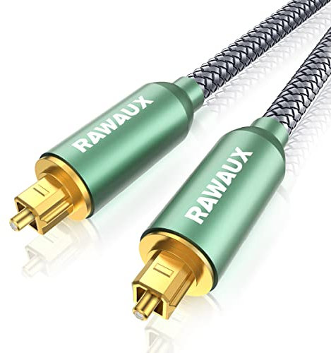 RAWAUX 5M Optisches Kabel mit 24K Vergoldete Stecker Digital Optisches Audiokabel Nylon Geflochtenes Digital Audio SPDIF Kabel auf Toslink Kabel für Soundbar, TV, Heimkino, PS4, DVD