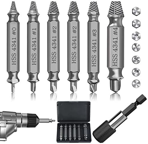 7pcs Stripped Screw Extractor Set with Magnetic Drill Bit Holder Bolt Extractor Set, Security Bit Set Screw Set Tools Set, Damaged Rounded Bolt Remover Screw Grab Screw Removal Tool Easy Out Set