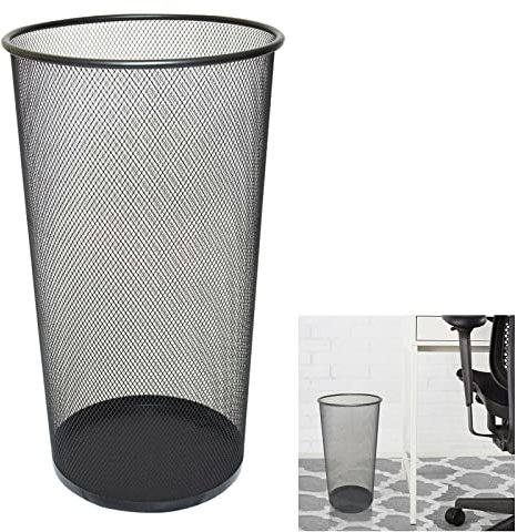 ARA CHOICE Colorful Large Metal Waste Paper Rubbish Mesh Bin Dustbin Office Bedroom Desk Litter and easy to use Recycling Bin for Home Multi Colour (Black)