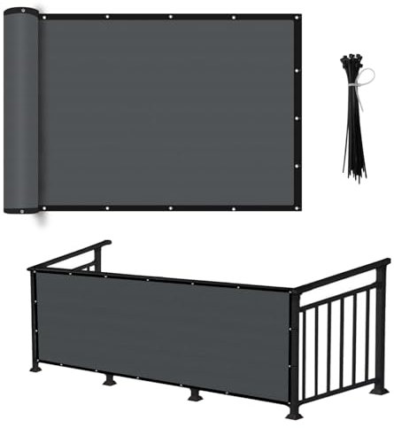 Shatex Balkon-Sichtschutzzaun, 90 % Blockierung, grau, für den Außenbereich, strapazierfähig, 90 % Blockierung, Abdeckung für Wand, Garten, Pavillon, Hinterhof