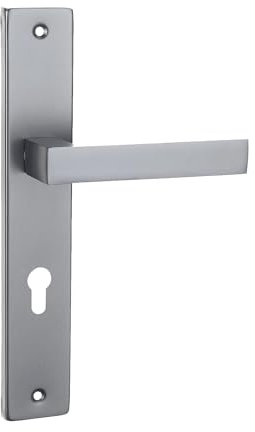 Domino QUBIK M45 - Set di 72 maniglie per porta della camera, dell'ufficio, della cantina e della porta interna, a forma di L, in alluminio satinato, cromato