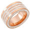 ANAZOZ Bague Large Femme Acier Inoxydable, Pavée de Strass 11mm, Or Rose, Taille 60 Fantaisie