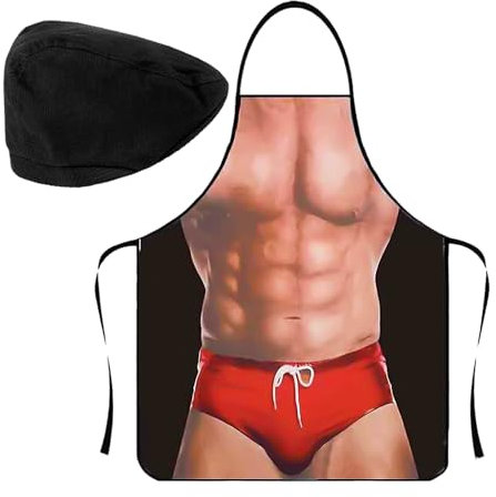 NyxSeat 1 Stück Kochschürze, 1 Stück Kochmütze, personalisierte lustige Schürze, wasser- und ölbeständige Schürze, personalisiertes kreatives Design, geeignet für Grill, Camping und Küche