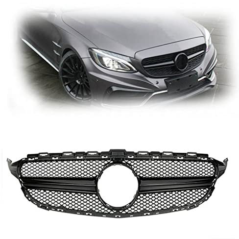 AMG Style Kühlergrill Grill Schwarz Auto Obere Stoßstange Haube Mesh Für Benz W205 C-Klasse 2019-2021 C200 C300 C250 C43 AMG