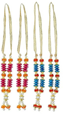 Aditri Creation 4er Set Mala, blau/pink, 2.5 Inches, Art Deco