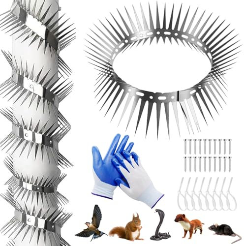 Marderschutz Fallrohr, 100cm Marderabwehr Fallrohrschutz Marderschutz für Fallrohre Marderabwehr Haus Waschbär Abwehr Marderschutz mit Handschuhen für Dachrinne und Baum, Kann Geschnitten Werden