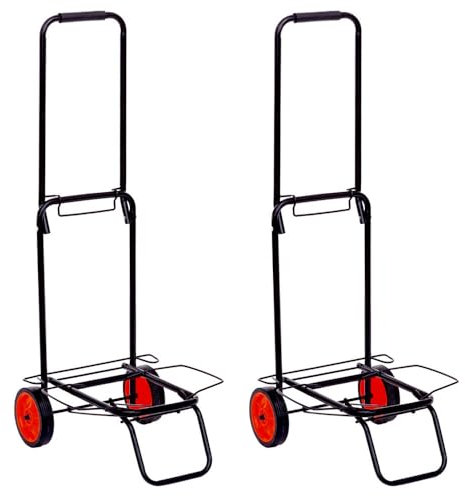 LOLAhome Pack de 2 carros Playa portasillas y portatodo Plegables de Acero Negro de 34x45x100 cm