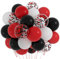 CHRORINE Konfetti-Luftballons mit Bändern, 30,5 cm, Weiß, Schwarz, Rot, 50 Stück