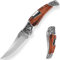 FULLHI 3.7“ Campingmesser Jagdmesser, 7CR17MoV Klinge Sandelholzgriff Taschenmesser mit Taschenclip, Camping, BBQ (Rot)