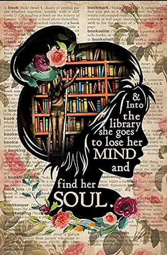 shgwehh Books Into The Library She Goes to Lose Her Mind Vintage-Blechschild, Retro-Poster, Wanddekoration für Zuhause, Schlafzimmer, Bauernhof, 30 x 40 cm