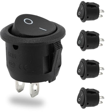5 pezzi Mini Interruttore ON OFF,Interruttore a Bilanciere,Interruttori 12v,Nero Interruttore 12v On Off Microinterruttore Rotondo 6A/250V 10A/125V,Interruttore 220v per Auto,Barca,Elettrodomestici