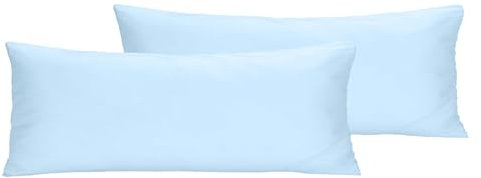 Set de 2 Fundas de Almohada 45x150 cm - Microfibra 100%, Suaves y Transpirable, Fundas de Cojín con Cierre de Cremallera, Ideal para Decoración del Hogar - Azul