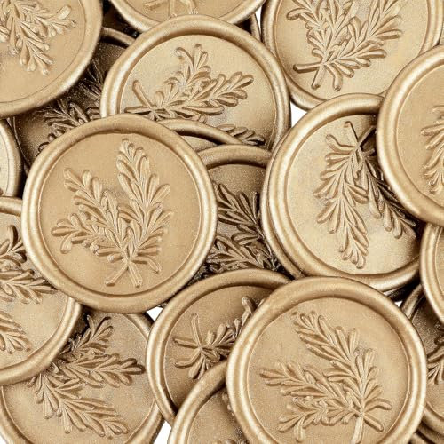 25 Stück Gold Wachssiegel Selbstklebend Golden Wachsdruck Aufkleber Vintage Wax Seal Siegelaufkleber Rosmarin-Umschlagwachssiegel Handgefertigte Für Hochzeitseinladung Geschenkverpackungen