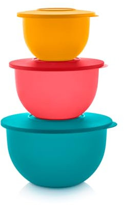 Tupperware Impressions Klassisches Frischhalteset mit 3 Schüsseln, mehrfarbig, spülmaschinenfest und BPA-frei (3 Behälter, 3 Deckel)