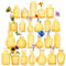 Lot de 24 mini vases en verre à bourgeon, centres de table, transparents, vintage, adaptés pour la décoration de table, d'anniversaire, mariage, fête prénatale (24, doré)
