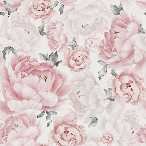 Safiyya Pink Floral Wallpaper Peel and Stick Wallpaper Removable Self Adhesive Wallpaper for Bedroom Bathroom Flowers Contact Paper for Cabinets Walls Vinyl Rolls 78.7''x 17.3