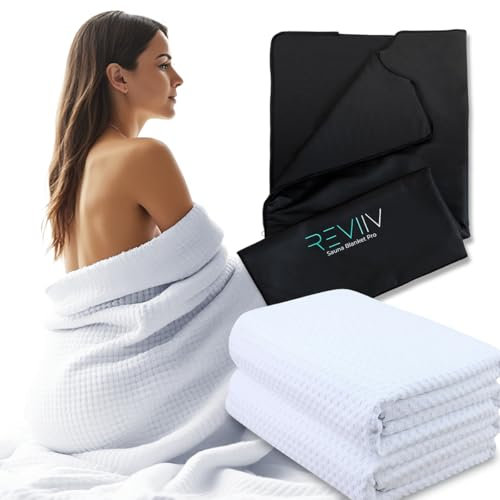 REVIIV Asciugamano per sauna, confezione da 2 pezzi, in morbido cotone nero, comodo e facile da pulire, super assorbente, per sessioni domestiche