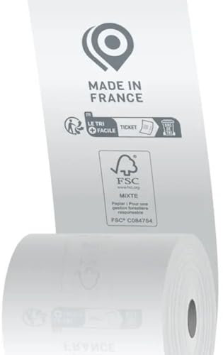 Rouleau ticket de caisse 80x75x12 – Lot de 50 – compatible imprimante rouleau caisse thermique 80x80 Epson, Aurès – papier 55 g/m² plus résistant – FSC sans BPA – Made in France – La Bobine Française