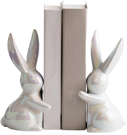 Mignon De Lapin Serre-serreaux - Bouchon De Livre De Lapin en Céramique | Creative Animal Book Se Termine par Une Décoration De Plate-Forme Vintage pour Bibliothèques, Armoires À Vin (A)