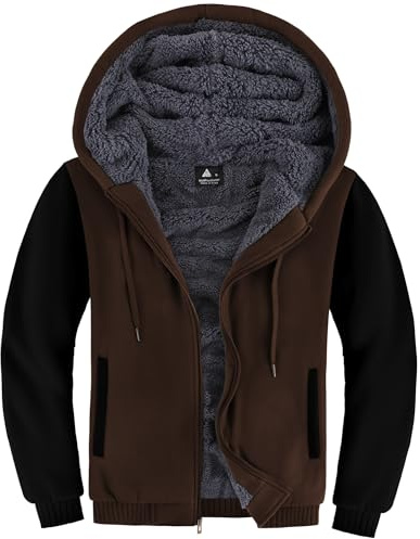 LLdress Sweatjacke Herren Winter Hoodie Warmer Kapuzenjacke Fleece Jacke Gefüttert Reißverschluss Kapuzenpullover Winterjacke mit Taschen