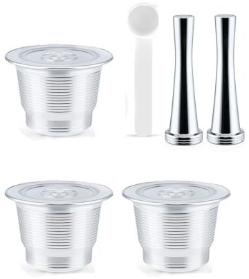 RECAFIMIL wiederverwendbare, kompatible Kaffeekapseln für Nespress*o-Maschinen, aus Edelstahl, nachfüllbar, Kaffeekapseln, Kaffeehalter, 3 Kapseln+2 Tamper+15 Orings