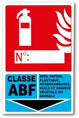 Plaque de Signalisation Extincteur Classe ABF, PVC 3mm Rigide, 16 x 25 cm, Intérieur/Extérieur