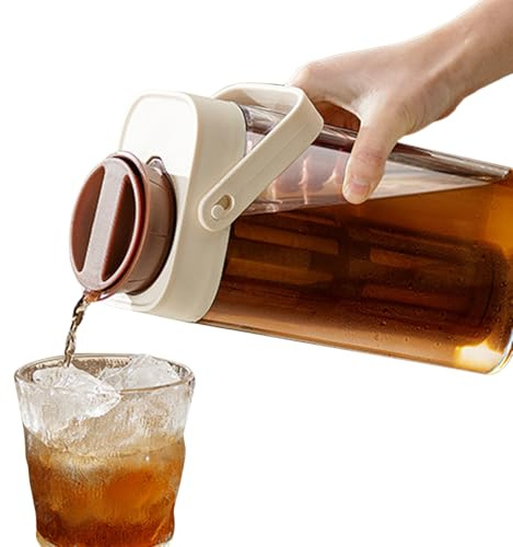 Hiemible Iced Tea Pitcher - Pitcher for Tea,Transparent Leak-Proof Container 1000ml Storage Capacity for Liquid Beverage Coffee Water Outside