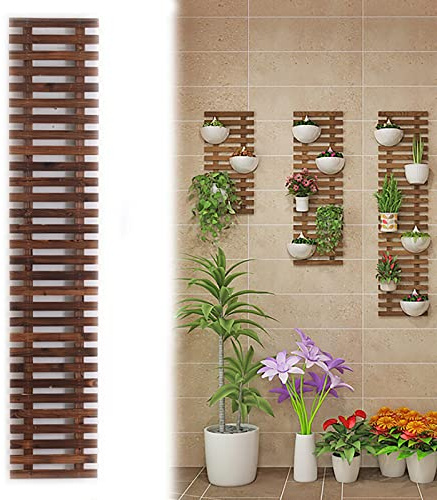 Fioriera da parete in legno da appendere, supporto per piante grasse e piante aeree, decorazione da giardino (150 x 29 cm) perfetta per patio e decorazione da parete