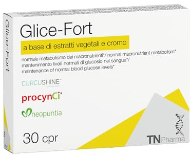 TN Pharma Glice-Fort, Integratore di Estratti Vegetali e Cromo, Vegan, Senza Glutine e Lattosio, 30 Compresse, Per il Controllo dei Livelli di Glucosio
