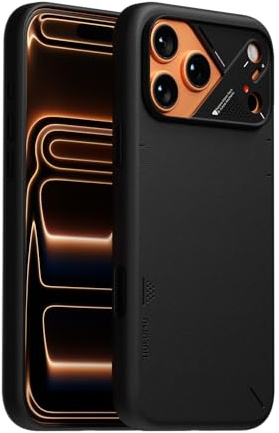Aulumu A17 Veganes Leder Hülle für iPhone 17 Pro Max Case für Magsafe mit Kühlrippen und Kamerasteuerung Schutzhülle, CoolHyper Handyhülle Stoßfest Kratzfest Komplett Wrap-Around, Schwarz