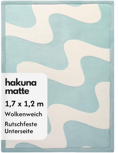 Hakuna Matte Wolkenweiche Spielmatte Baby - 170 x 120 x 2,5 cm - 3D Wellen | Teppich für Kinderzimmer mit hochwertigem Hochdichter Polyurethan, Krabbelmatte Baby mit Rutschfester Unterseit,Krabbeldecke