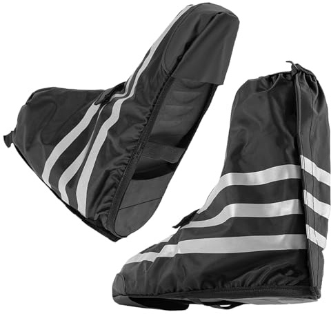 Wasserdichte Überschuhe Fahrrad,Schwarz Fahrrad Schuhüberzieher Wasserdicht für Herren Damen,Regenschutz Schuhe überzieher,Regenanzug Gamaschen für Fahrradfahrer mit Reflektoren Schuh Überschu (44-46)