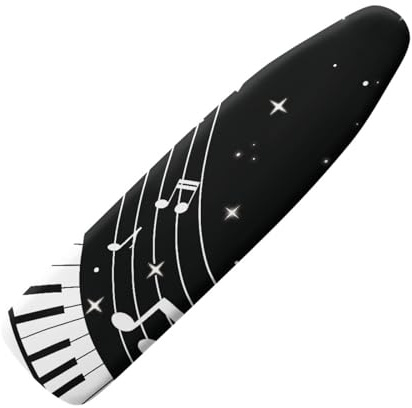 Bügelbrettbezug Schwarzweiße Musik Bezug Bügelbrett Elastisch Bügeltischbezug für Schnelles Bügeln Bügelbrettbezüge Hitzeresistent Bügelbrettbezug XXL Ironing Board Cover Bügelbezug 150x50cm