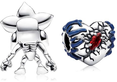 MSPOVOF Menschenfressende Flowe & Leuchtendes Herz Charms, S925 Sterling Silber Bead, für Armbänder und Halsketten, für Frauen Schmuck Geschenk