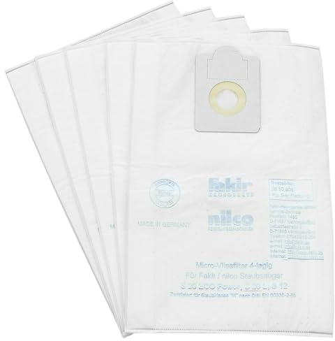 WETEC Staubsaugerbeutel aus Micro-Vlies (Staubbeutel EPA-CLEAN Staubsauger) Staubklasse: M (Pack à 5 Stück)