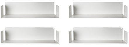 TEEbooks - 4 Étagères Murales Livre 60 cm | Design Invisible & Minimaliste | Bibliothèque Murale | Made in Italy | Couleur Blanc | Acier de Qualité | Fixation Murale Facile